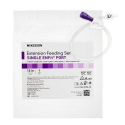 McKesson Bolus Enteral Feeding Extension Tube Set - ENFit ISO-Compliant, Latex-Free with Secure Lock
