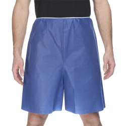 Patient Exam Shorts Blue - Disposable SMS Non-Woven Boxer Style Medical Shorts