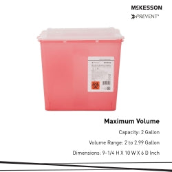 McKesson Prevent Biohazard Sharps Container - 2 Gallon Translucent Horizontal Entry Locking Lid