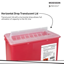 McKesson Prevent Biohazard Sharps Container - 2 Gallon Translucent Horizontal Entry Locking Lid