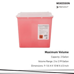 McKesson Prevent Biohazard Sharps Container - 2 Gallon Translucent Horizontal Entry Locking Lid