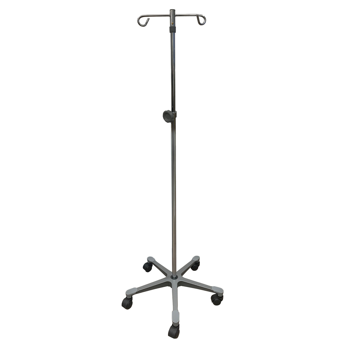 Medline Aluminium Deluxe Five Leg IV Pole - Heavy-Duty Medical IV Stand 48.5"-82" Height Adjustable (Case of 2)