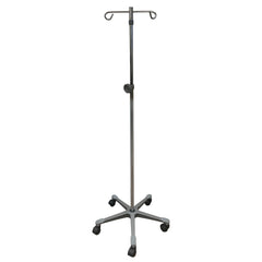 Medline Aluminium Deluxe Five Leg IV Pole - Heavy-Duty Medical IV Stand 48.5"-82" Height Adjustable (Case of 2)