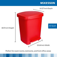 Professional Medical Waste Can - 32 Quart Rectangular Step-On Trash Receptacle
