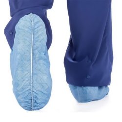 Medline Spunbond Polypropylene Smooth-Bottom Shoe Covers - Disposable Fluid-Resistant Boot Covers
