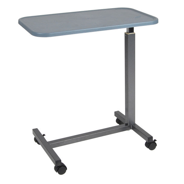 Drive Medical Overbed Table with Plastic Top - Adjustable Height Hospital Bed Table for Patient Care