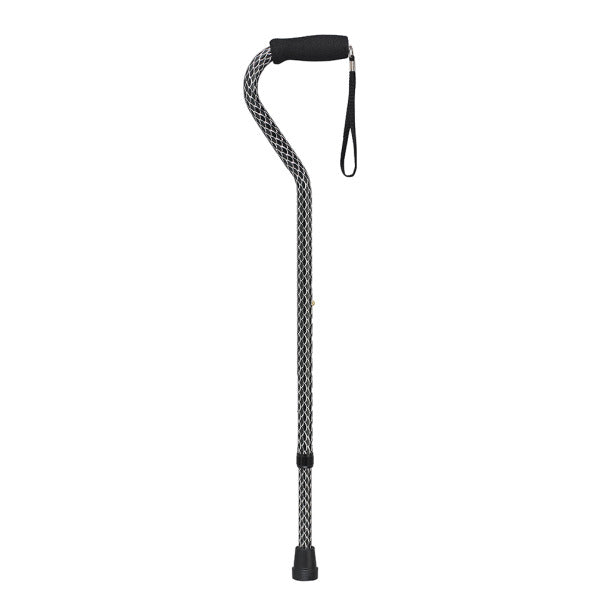 Offset Handle Cane Black Wave