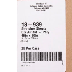 Disposable Stretcher Sheet Blue 40 x 90 Inch - Deluxe Polyback Airlaid, Latex-Free (Case of 25)