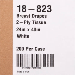 Breast Drape 24" x 40" White 2-Ply Tissue - Nonsterile General Purpose Surgical Drape Case of 200