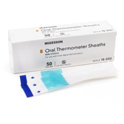 McKesson Film and Paper Oral Thermometer Sheaths - Latex-Free Disposable Covers for Digital Thermometers (Box of 50)