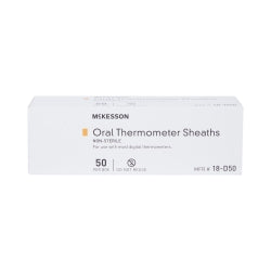 McKesson Film and Paper Oral Thermometer Sheaths - Latex-Free Disposable Covers for Digital Thermometers (Box of 50)