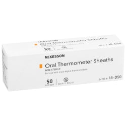 McKesson Film and Paper Oral Thermometer Sheaths - Latex-Free Disposable Covers for Digital Thermometers (Box of 50)