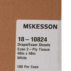 McKesson General Purpose Exam Drape - 2-Ply Tissue, 40x48 Inch, White, Pebble-Embossed Pattern, Latex-Free