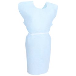 Disposable Patient Exam Gown - Tissue/Poly/Tissue, 30 x 42 Inch with Waist Belt
