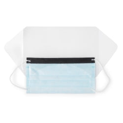 Procedure Mask with Eye Shield - Pleated Face Mask with Anti-Fog Visor, Blue (Box of 25)