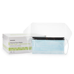 Procedure Mask with Eye Shield - Pleated Face Mask with Anti-Fog Visor, Blue (Box of 25)