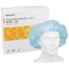 McKesson Elastic Bouffant Cap, Blue, 24 Inch Circumference - Case of 500