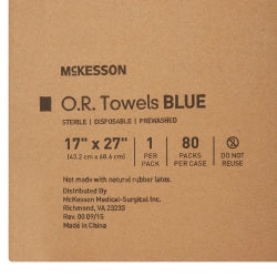 McKesson Disposable O.R. Towel Blue - Sterile 17x27 Inch Surgical Towel