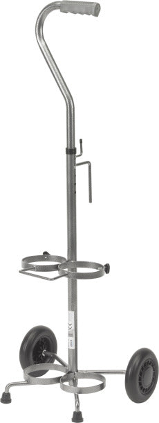 Dual Oxygen Cart - Lightweight Adjustable D/E Cylinder Cart with Large Composite Wheels by Drive Medical