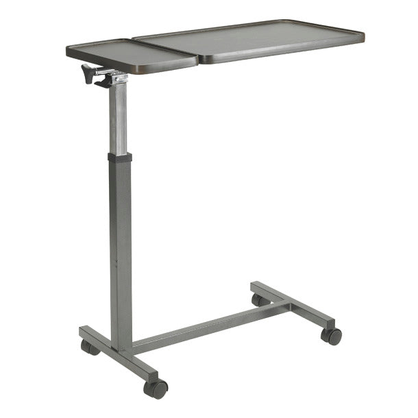 Drive Medical Overbed Table with Double Top - Adjustable Height Hospital Bed Table for Patient Care
