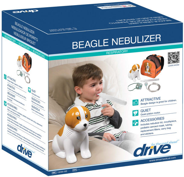 Drive Medical Beagle Pediatric Nebulizer - Child-Friendly Compressor System for Kids Respiratory Treatment