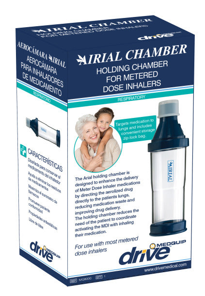 Airial Holding Chamber Spacer for Metered Dose Inhalers - Universal MDI Aerosol Delivery Device