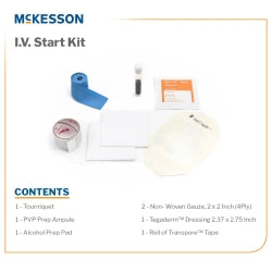 Sterile I.V. Start Kit with Tegaderm Transparent Dressing and Povidone-Iodine Ampule - Complete IV Insertion Tray
