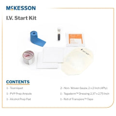 Sterile I.V. Start Kit with Tegaderm Transparent Dressing and Povidone-Iodine Ampule - Complete IV Insertion Tray