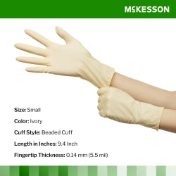Powder-Free Latex Exam Gloves - Smooth, Beaded Cuff, Ambidextrous, Non-Sterile
