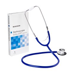 Single Lumen Classic Stethoscope - Double-Sided Aluminum Chestpiece, Royal Blue, 22 Inch Tube