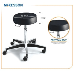 Pneumatic Exam Stool Round Seat - Height Adjustable Medical Stool with Dual-Wheel Casters