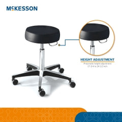 Pneumatic Exam Stool Round Seat - Height Adjustable Medical Stool with Dual-Wheel Casters