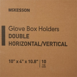Glove Box Holder Wall Mount 2-Box Capacity - Clear Plastic, Horizontal/Vertical, Latex-Free - 4x10x10.75 Inch