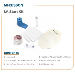 Disposable I.V. Start Kit Sterile - Complete IV Insertion Tray with Tegaderm & ChloraPrep