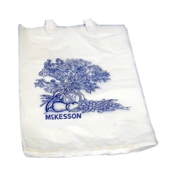 Disposable Bedside Bags 7 x 11.5 Inch - White with Blue Floral, Flame Resistant, Latex-Free