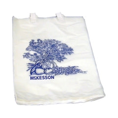 Disposable Bedside Bags 7 x 11.5 Inch - White with Blue Floral, Flame Resistant, Latex-Free