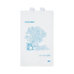 Disposable Bedside Bags 7 x 11.5 Inch - White with Blue Floral, Flame Resistant, Latex-Free