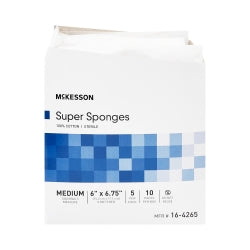 Cotton Fluff Dressing Super Sponges Sterile - 100% Cotton Absorbent Wound Care 6x6.75