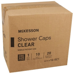 McKesson Disposable Shower Cap - Clear, One Size Fits Most, Single Patient Use, Latex-Free (16-SC1)