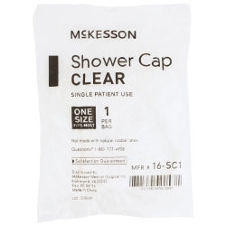 McKesson Disposable Shower Cap - Clear, One Size Fits Most, Single Patient Use, Latex-Free (16-SC1)
