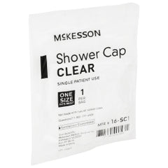 McKesson Disposable Shower Cap - Clear, One Size Fits Most, Single Patient Use, Latex-Free (16-SC1)