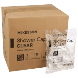 McKesson Disposable Shower Cap - Clear, One Size Fits Most, Single Patient Use, Latex-Free (16-SC1)
