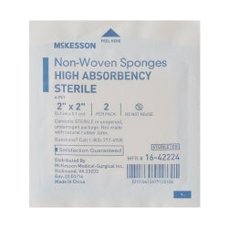 Premium 4-Ply Nonwoven Gauze Sponges - Sterile 2x2 Inch Medical Wound Care Dressing, White Square