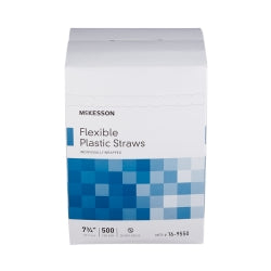 McKesson Flexible Drinking Straw - White, Individually Wrapped, Disposable, 7.75 Inch