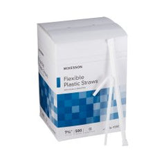 McKesson Flexible Drinking Straw - White, Individually Wrapped, Disposable, 7.75 Inch