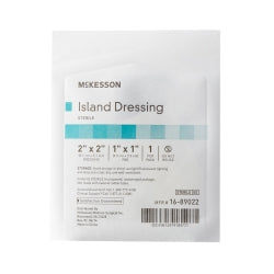 McKesson Sterile Adhesive Island Dressing - 2x2 Inch - Non-Adherent Wound Pad with Breathable Border - FSA/HSA Eligible