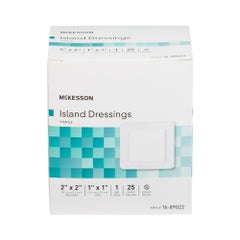 McKesson Sterile Adhesive Island Dressing - 2x2 Inch - Non-Adherent Wound Pad with Breathable Border - FSA/HSA Eligible