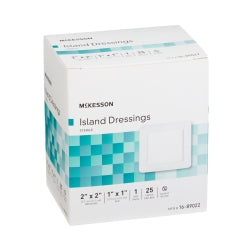 McKesson Sterile Adhesive Island Dressing - 2x2 Inch - Non-Adherent Wound Pad with Breathable Border - FSA/HSA Eligible