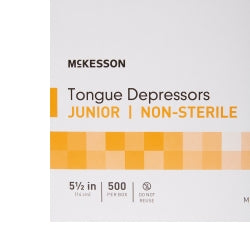McKesson Junior Tongue Depressors - 5.5 Inch Wooden, Unflavored, Latex-Free for Pediatric Use