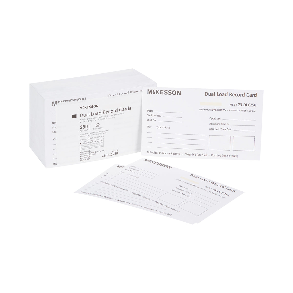 McKesson Dual Load Sterilization Record Card - Multi-Parameter Chemical Indicator, 3 x 5 Inch, White